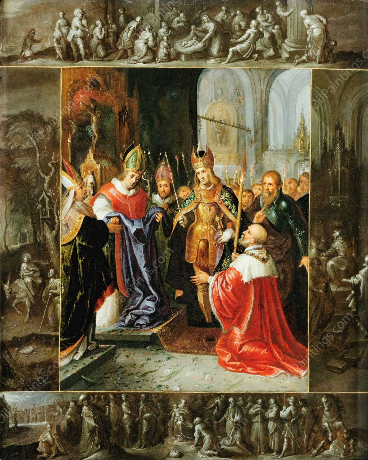 The Emperor Charles V Shown The Virgin's Robes by Frans Francken The Younger - Hand-Painted Oil Painting Reproduction