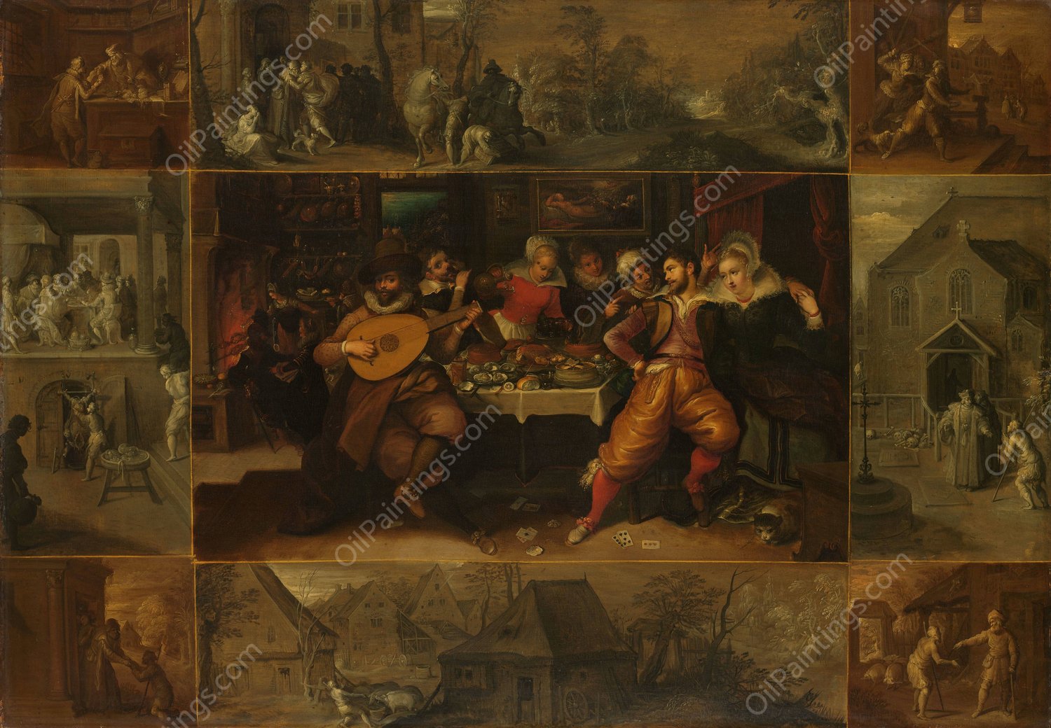 The Parable of the Prodigal Son  by Frans Francken The Younger - Hand-Painted Oil Painting Reproduction