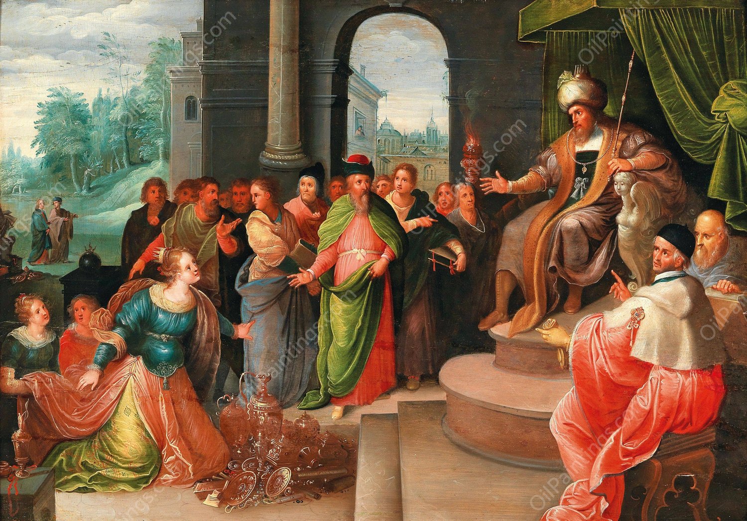 The Queen of Sheba and King Solomon by Frans Francken The Younger - Hand-Painted Oil Painting Reproduction