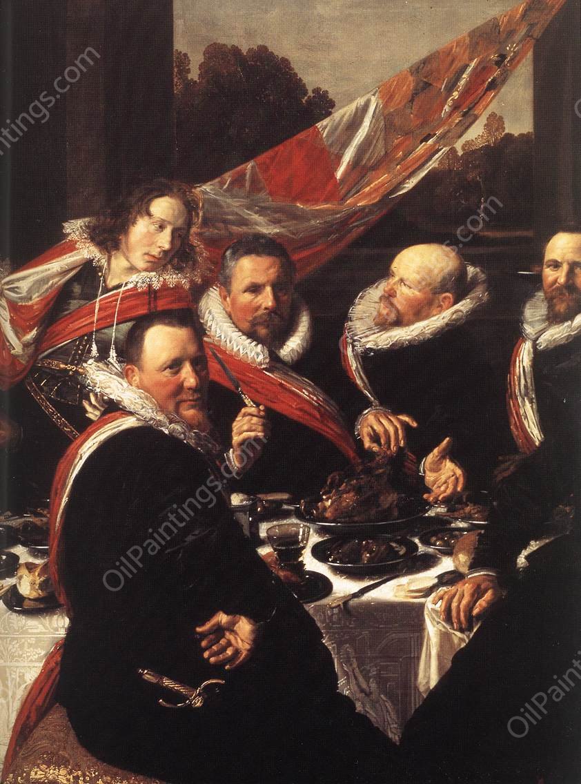Banquet of the Officers of the St. George Civic Guard Detail by Frans Hals - Hand-Painted Oil Painting Reproduction