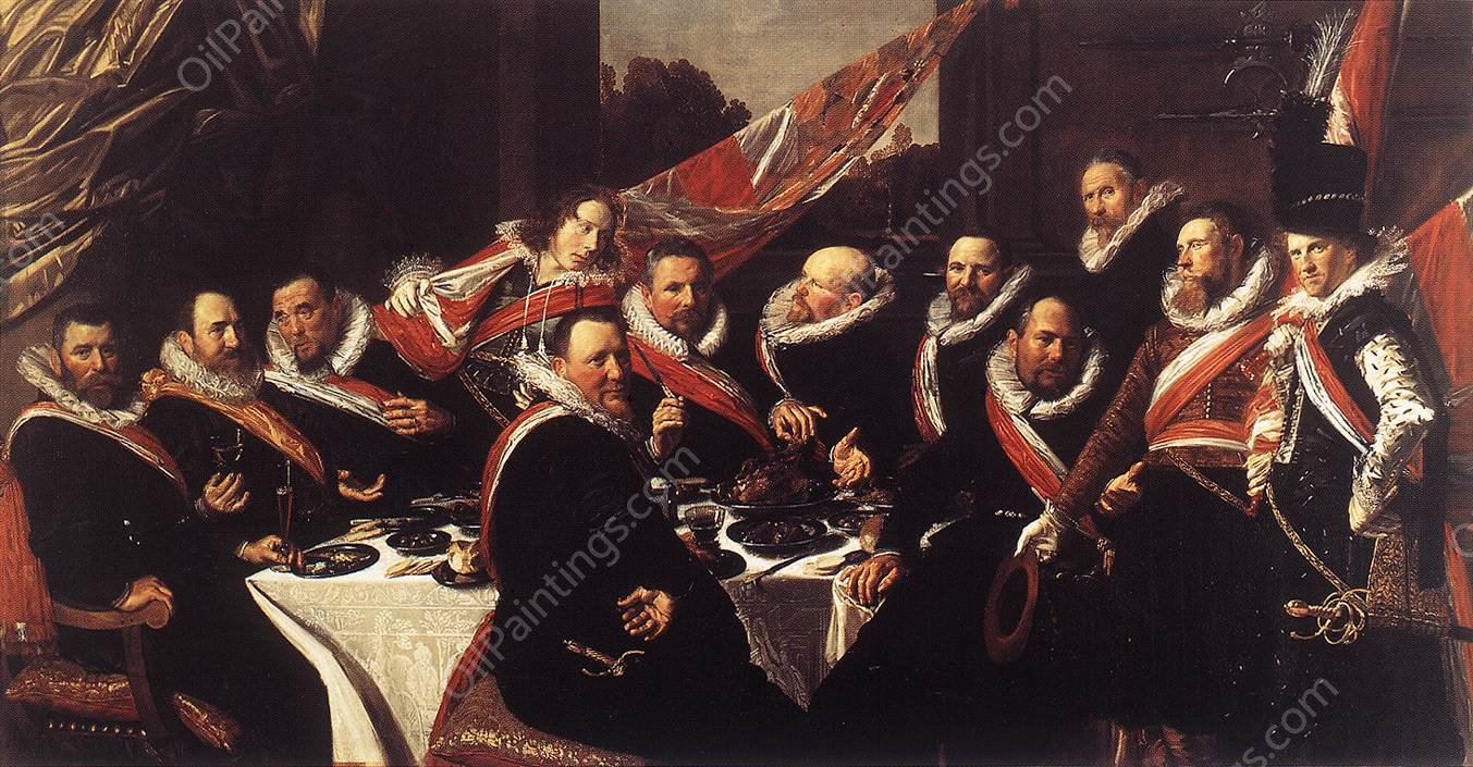 Banquet of the Officers of the St. George Civic Guard by Frans Hals - Hand-Painted Oil Painting Reproduction