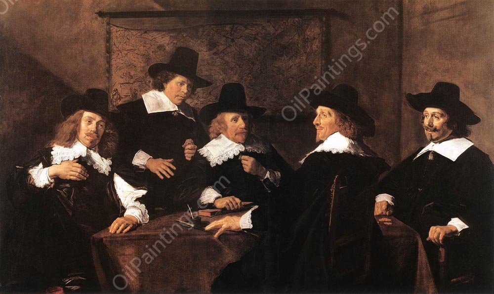 Regents of the St Elizabeth Hospital of Haarlem by Frans Hals - Hand-Painted Oil Painting Reproduction