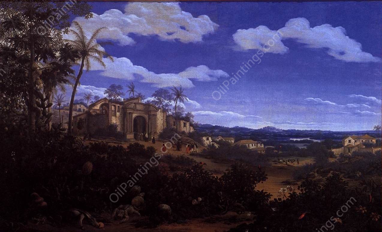 View of Olinda, Brazil by Frans Post - Hand-Painted Oil Painting Reproduction