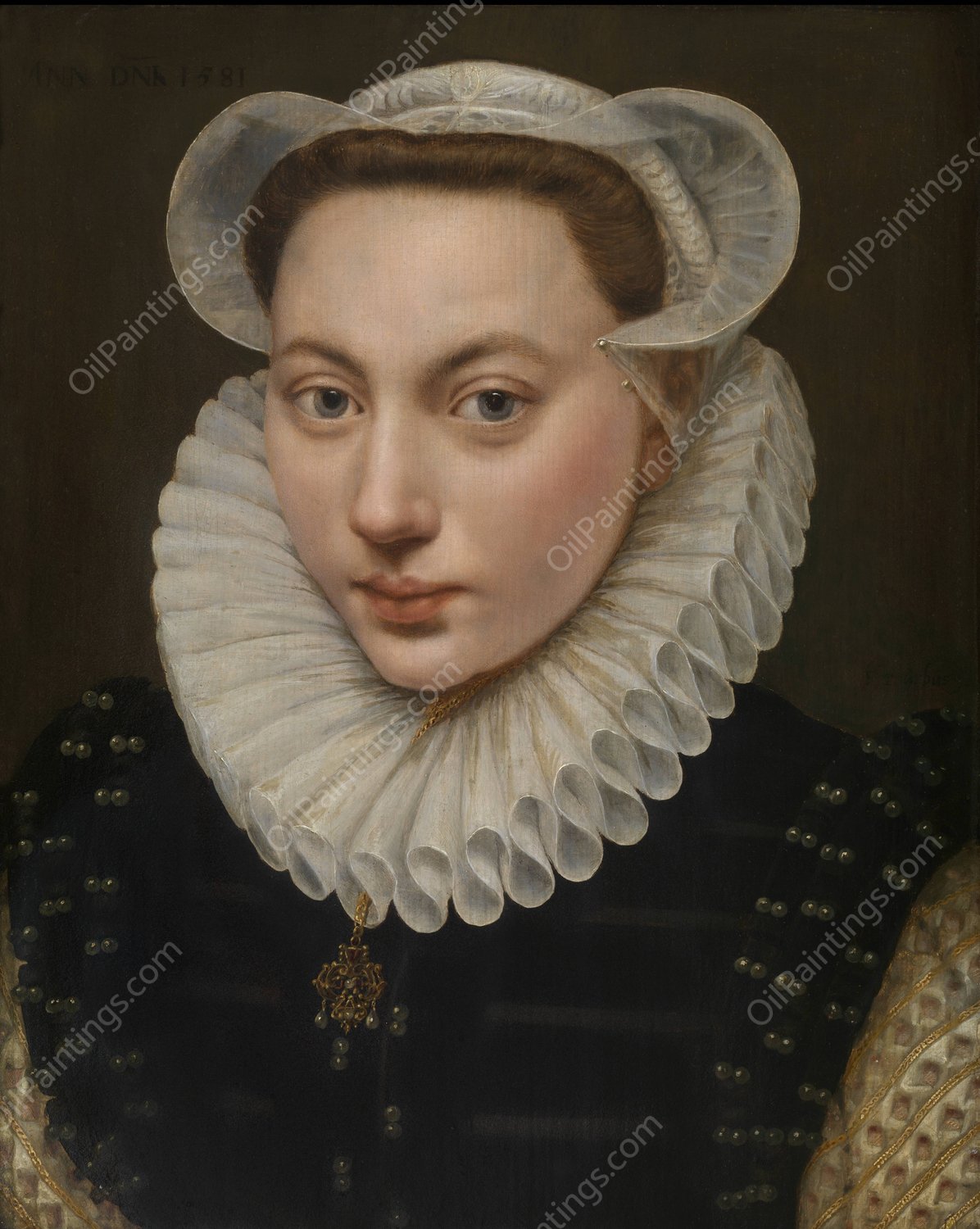 Portrait of a Young Woman  by Frans Pourbus The Elder - Hand-Painted Oil Painting Reproduction