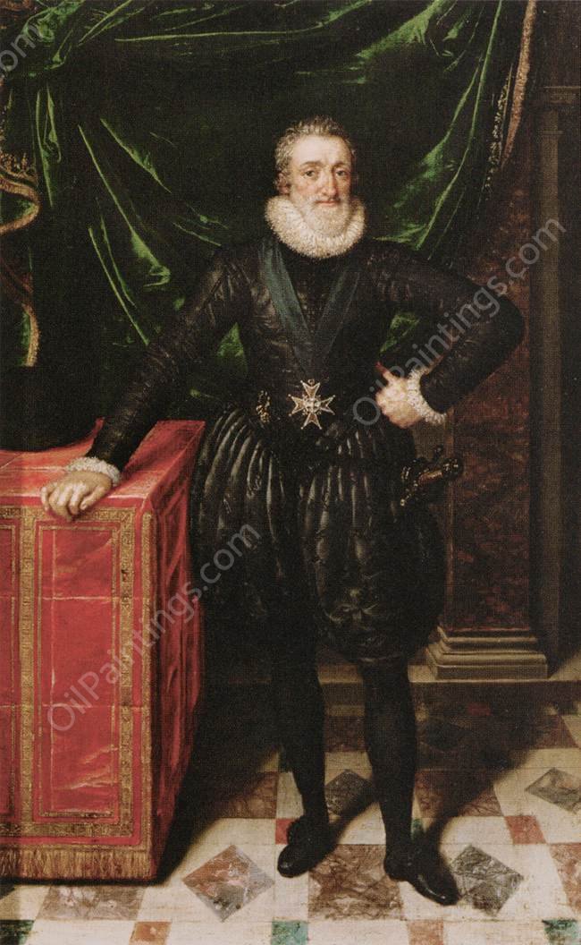 Henry IV, King of France in Black Dress by Frans Pourbus The Younger - Hand-Painted Oil Painting Reproduction