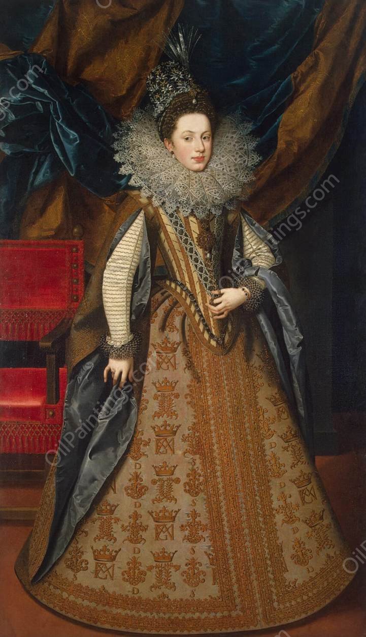 Portrait of Margaret of Savoy, Duchess of Mantua by Frans Pourbus The Younger - Hand-Painted Oil Painting Reproduction