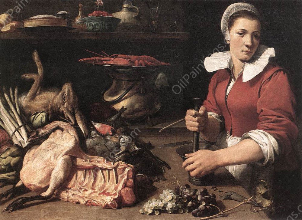 Cook with Food by Frans Snyders - Hand-Painted Oil Painting Reproduction