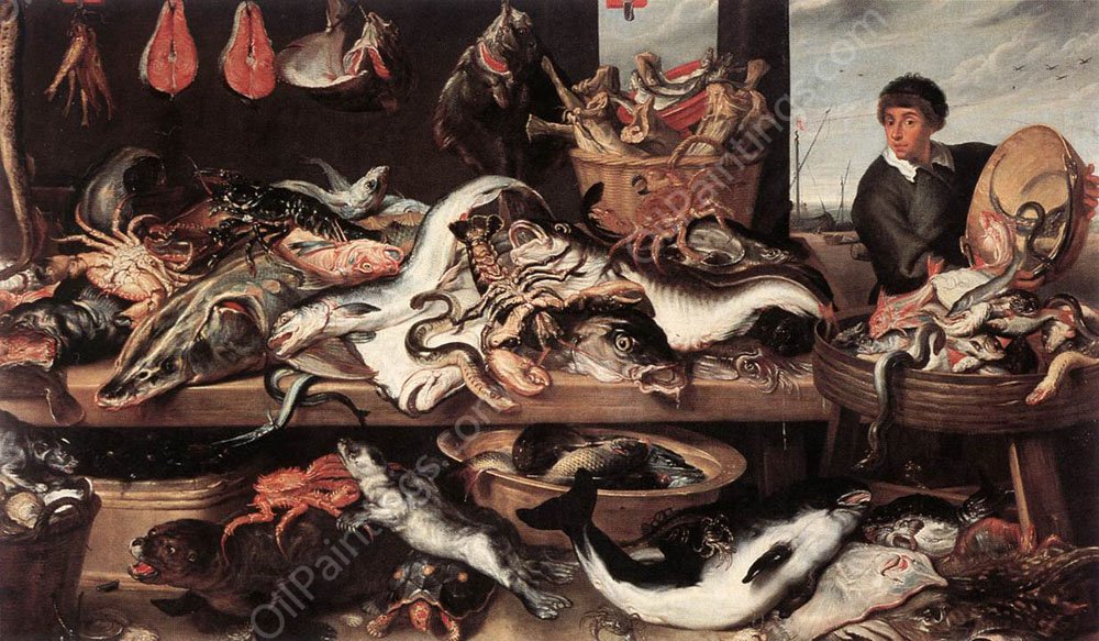 Fishmonger's by Frans Snyders - Hand-Painted Oil Painting Reproduction
