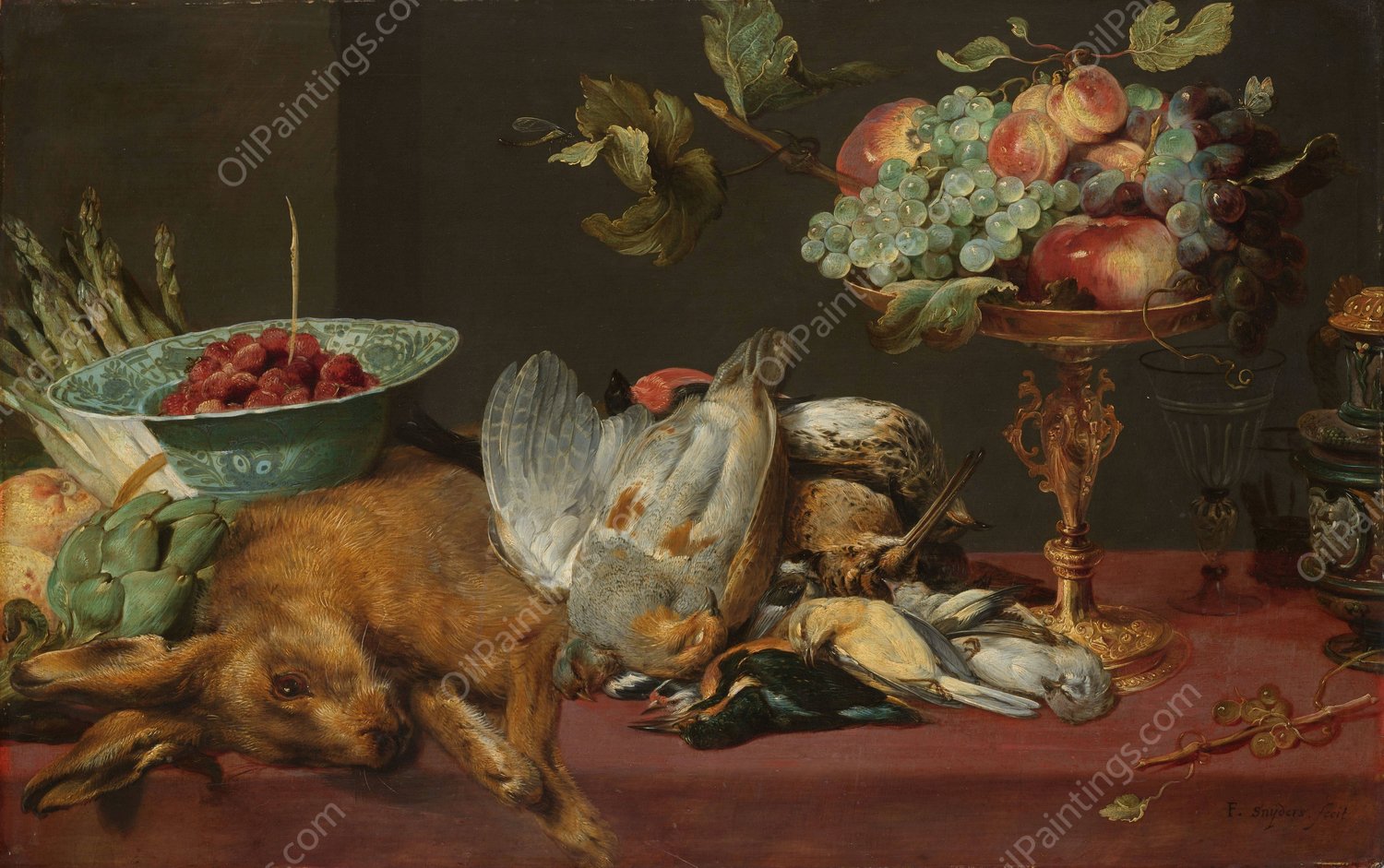 Still Life with Dead Game, Fruit and Vegetables  by Frans Snyders - Hand-Painted Oil Painting Reproduction