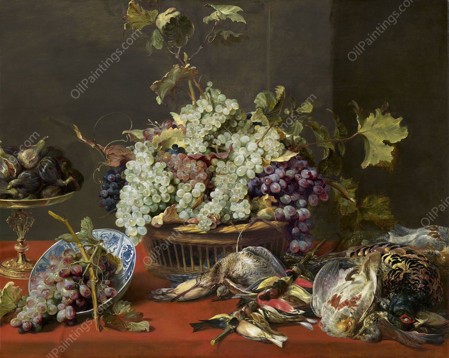 Still Life with Grapes and Game  by Frans Snyders - Hand-Painted Oil Painting Reproduction