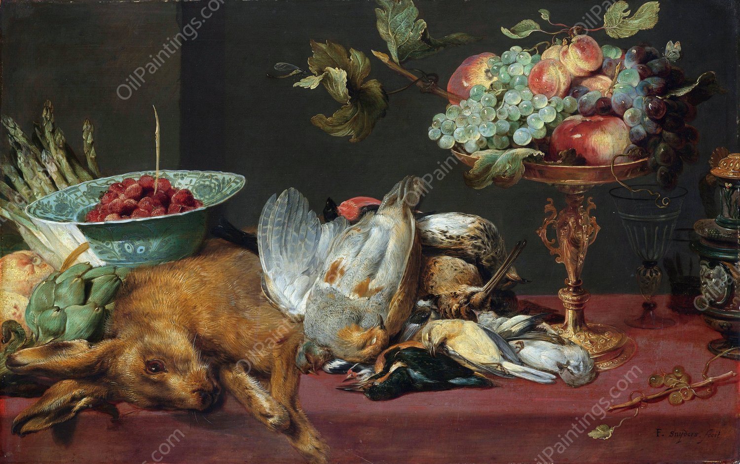 Still life with small game and fruits  by Frans Snyders - Hand-Painted Oil Painting Reproduction