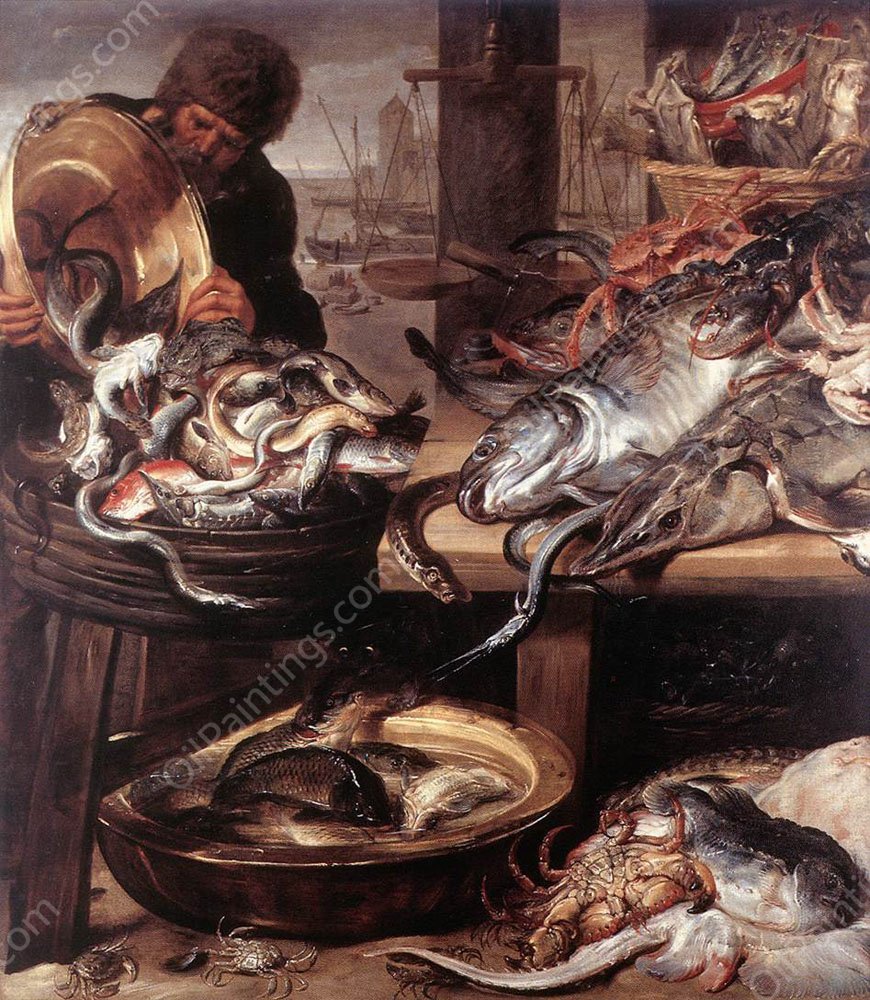 The Fishmonger by Frans Snyders - Hand-Painted Oil Painting Reproduction