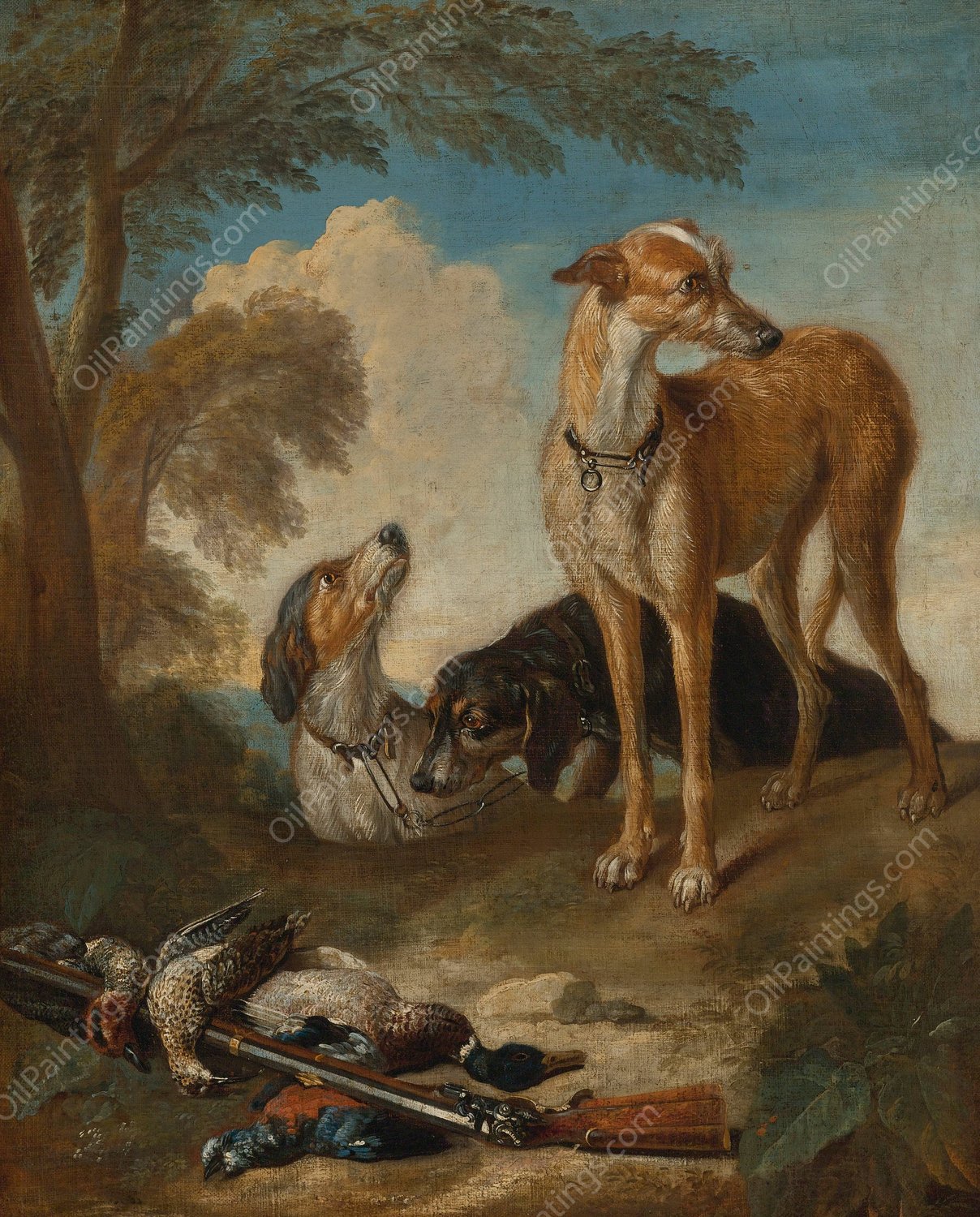 Three Hunting Dogs In A Landscape by Frans Snyders - Hand-Painted Oil Painting Reproduction