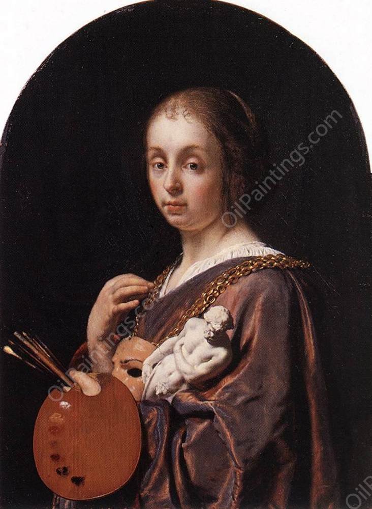 Pictura an Allegory of Painting by Frans Van Mieris The Elder - Hand-Painted Oil Painting Reproduction