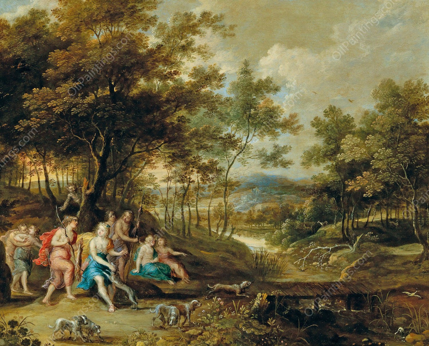 The Goddess Diana Hunting by Frans Wouters - Hand-Painted Oil Painting Reproduction