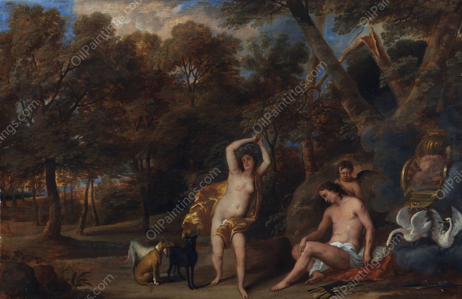 Venus Bewailing the Slain Adonis  by Frans Wouters - Hand-Painted Oil Painting Reproduction
