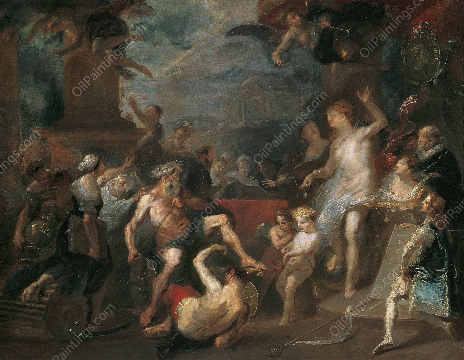 Allegorie auf eine Preisverteilung an der Wiener Akademie unter Wenzel Anton Furst von Kaunitz-Rietberg  by Franz Anton Maulbertsch - Hand-Painted Oil Painting Reproduction