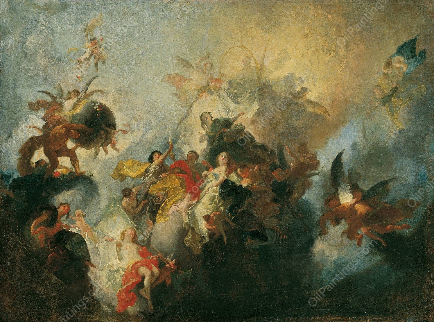 Die gOttliche Vorsehung und Tugenden  by Franz Anton Maulbertsch - Hand-Painted Oil Painting Reproduction