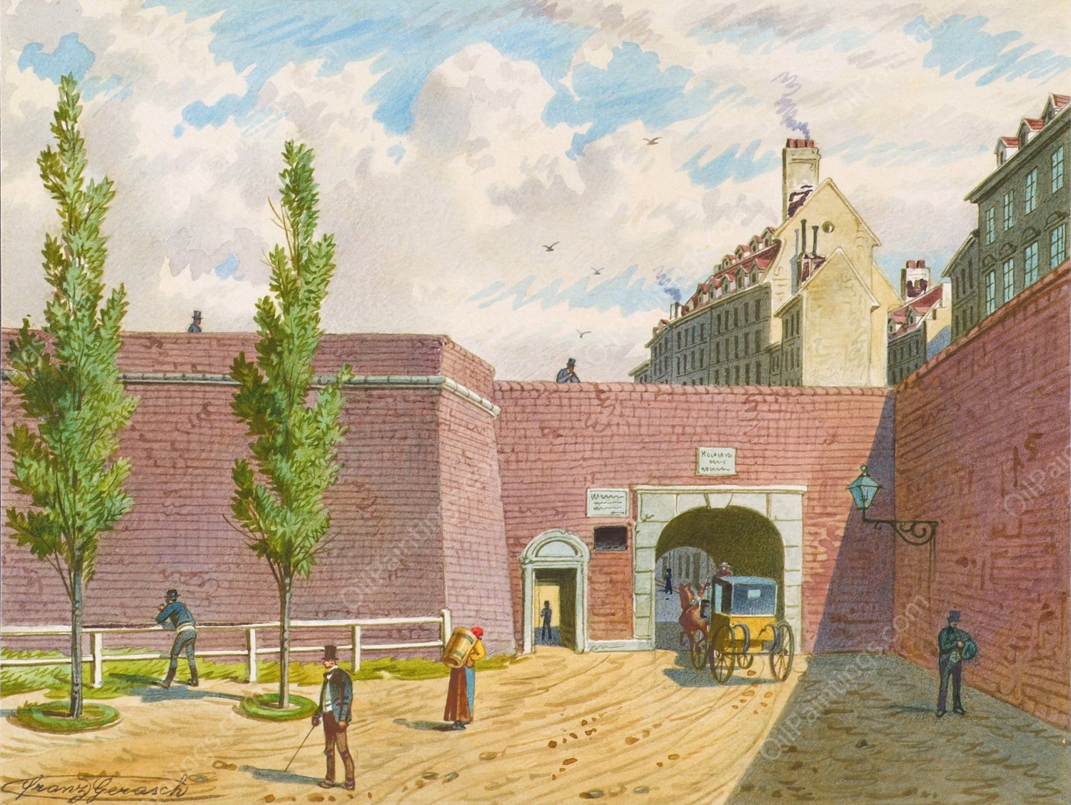 Das Fischertor in Wien  by Franz Gerasch - Hand-Painted Oil Painting Reproduction