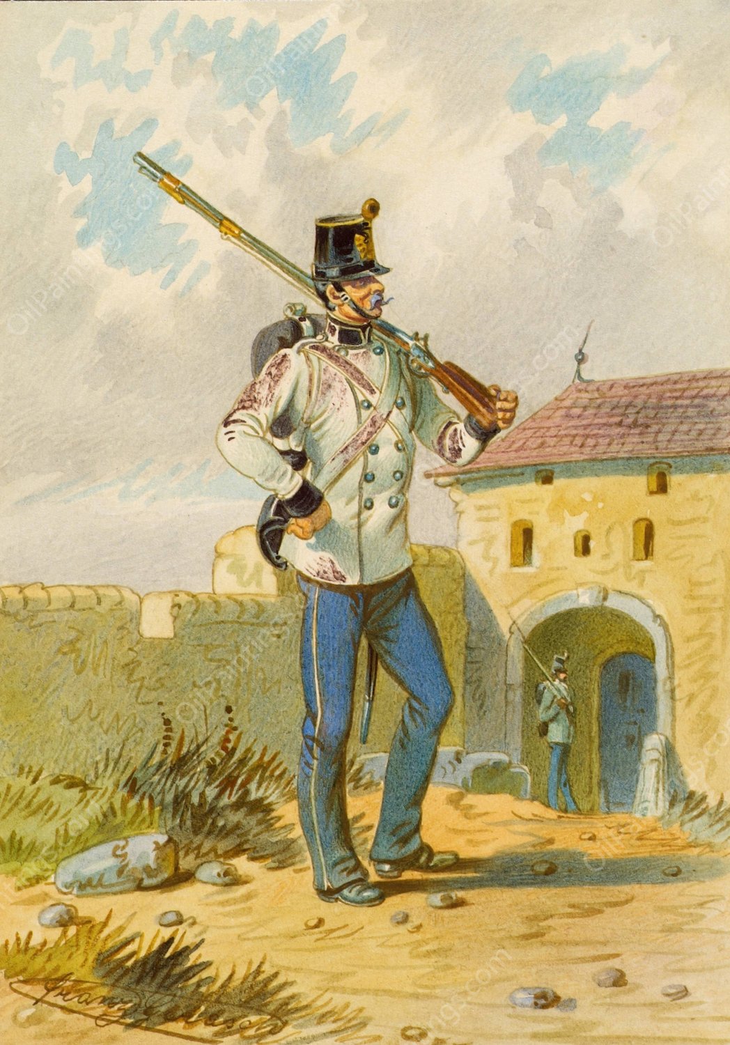 Soldat 15 by Franz Gerasch - Hand-Painted Oil Painting Reproduction