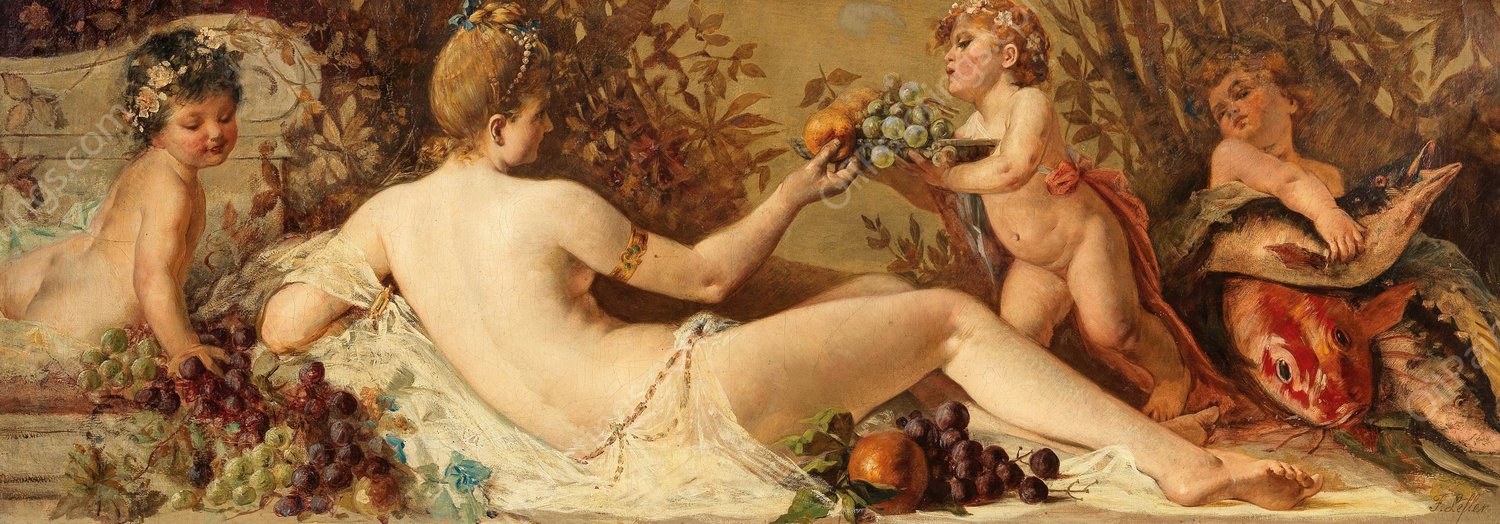 Abundantia, Allegory of Prosperity by Franz Lefler - Hand-Painted Oil Painting Reproduction