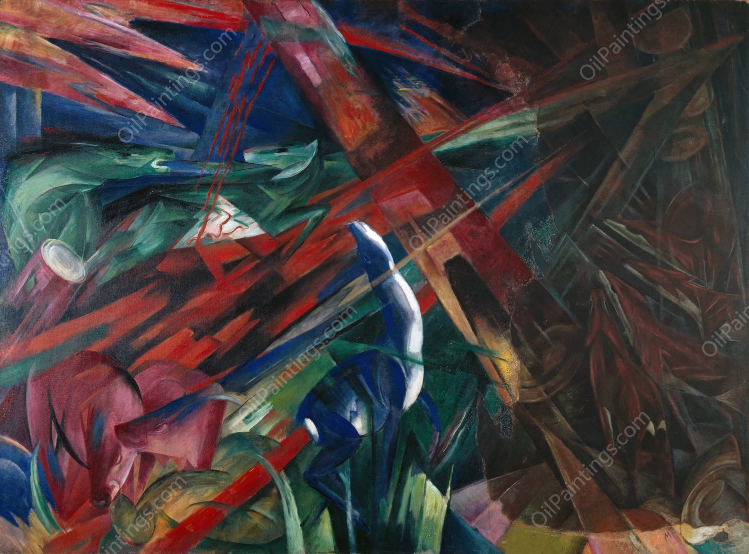 Animal Destinies  by Franz Marc - Hand-Painted Oil Painting Reproduction