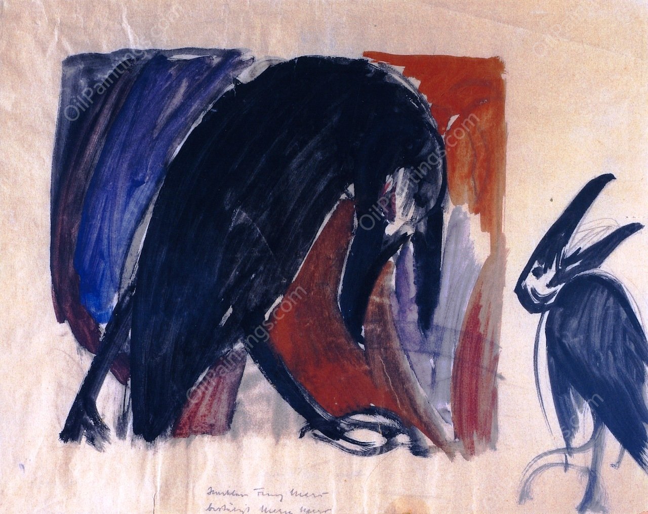 Black Birds by Franz Marc - Hand-Painted Oil Painting Reproduction
