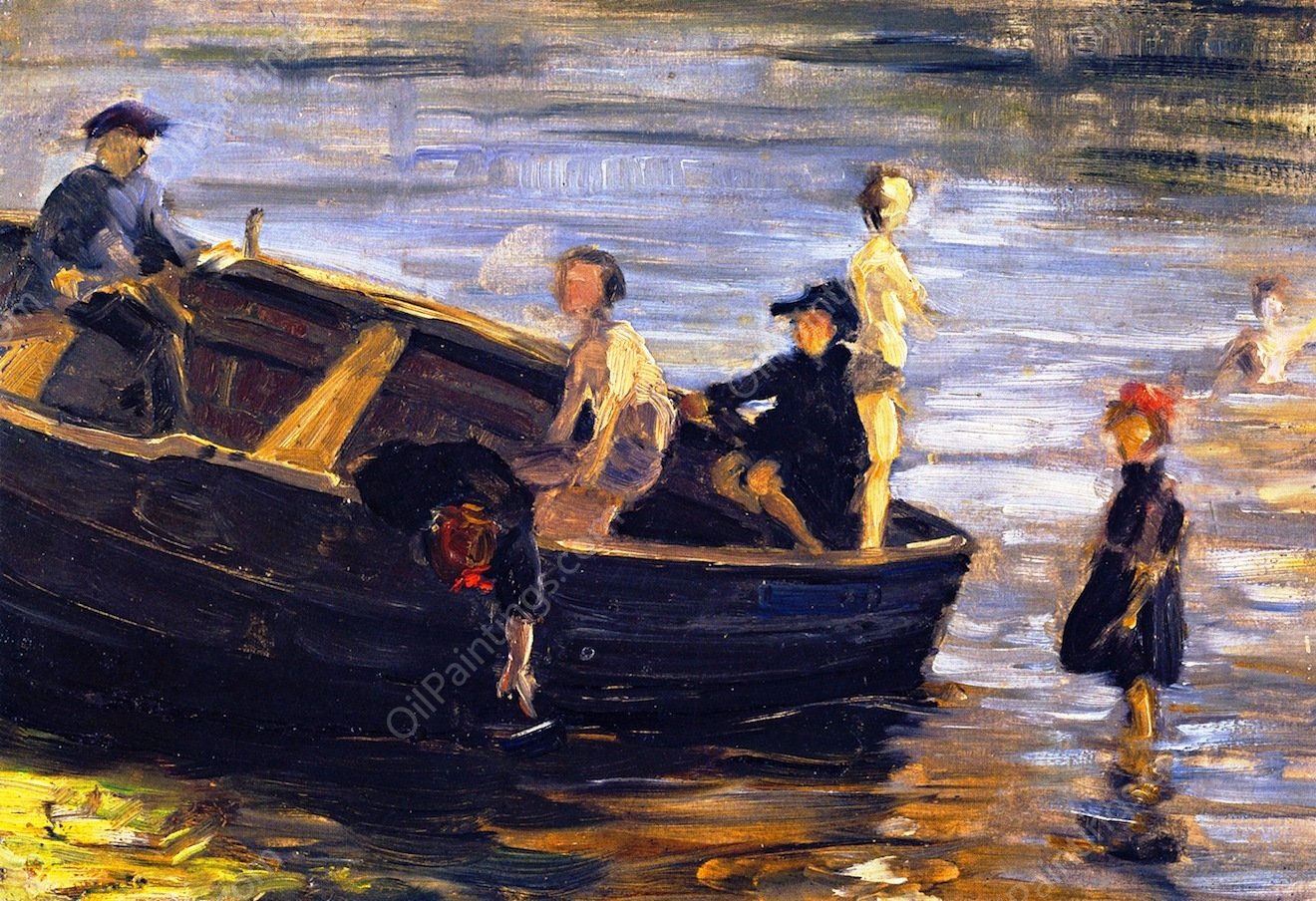 Children on a Boat by Franz Marc - Hand-Painted Oil Painting Reproduction