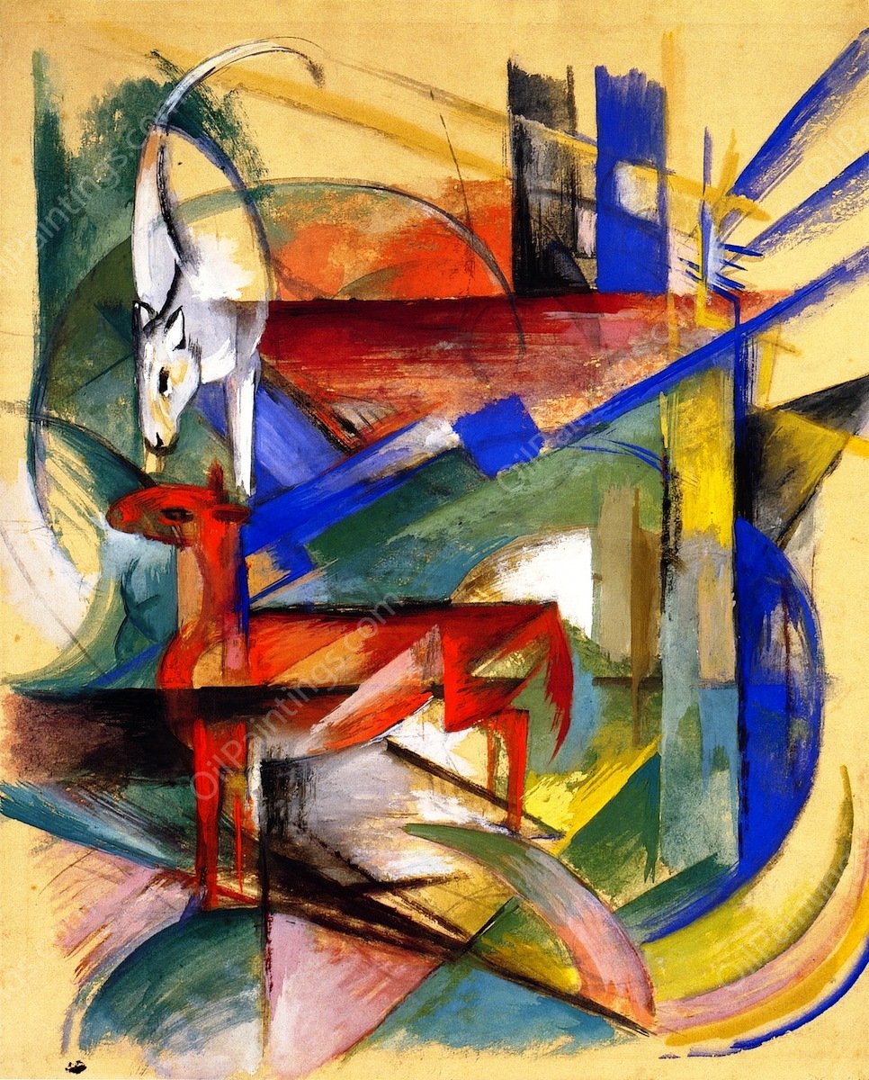 Composition of Animals II by Franz Marc - Hand-Painted Oil Painting Reproduction