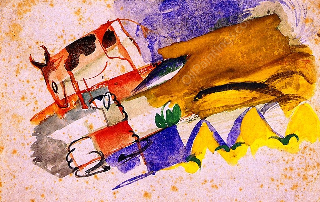 Cow and Sheep by Franz Marc - Hand-Painted Oil Painting Reproduction