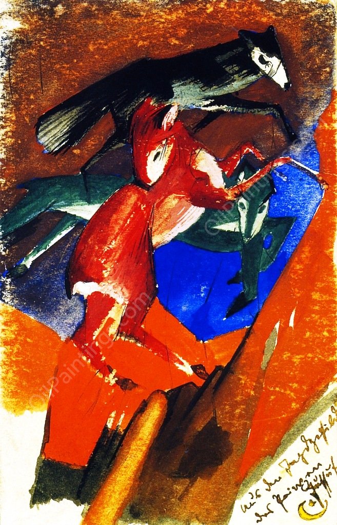 From the Hunting Fields of Prince Jussuff by Franz Marc - Hand-Painted Oil Painting Reproduction