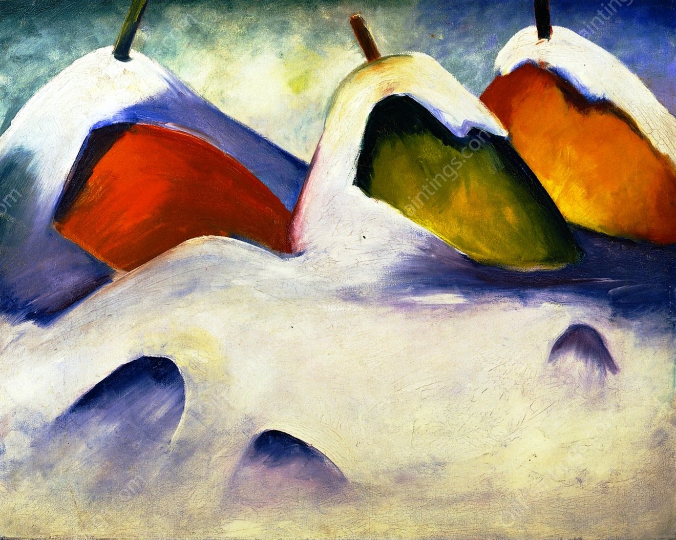 Haystacks in the Snow by Franz Marc - Hand-Painted Oil Painting Reproduction