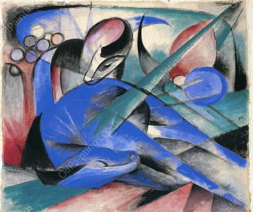 Horse Asleep by Franz Marc - Hand-Painted Oil Painting Reproduction