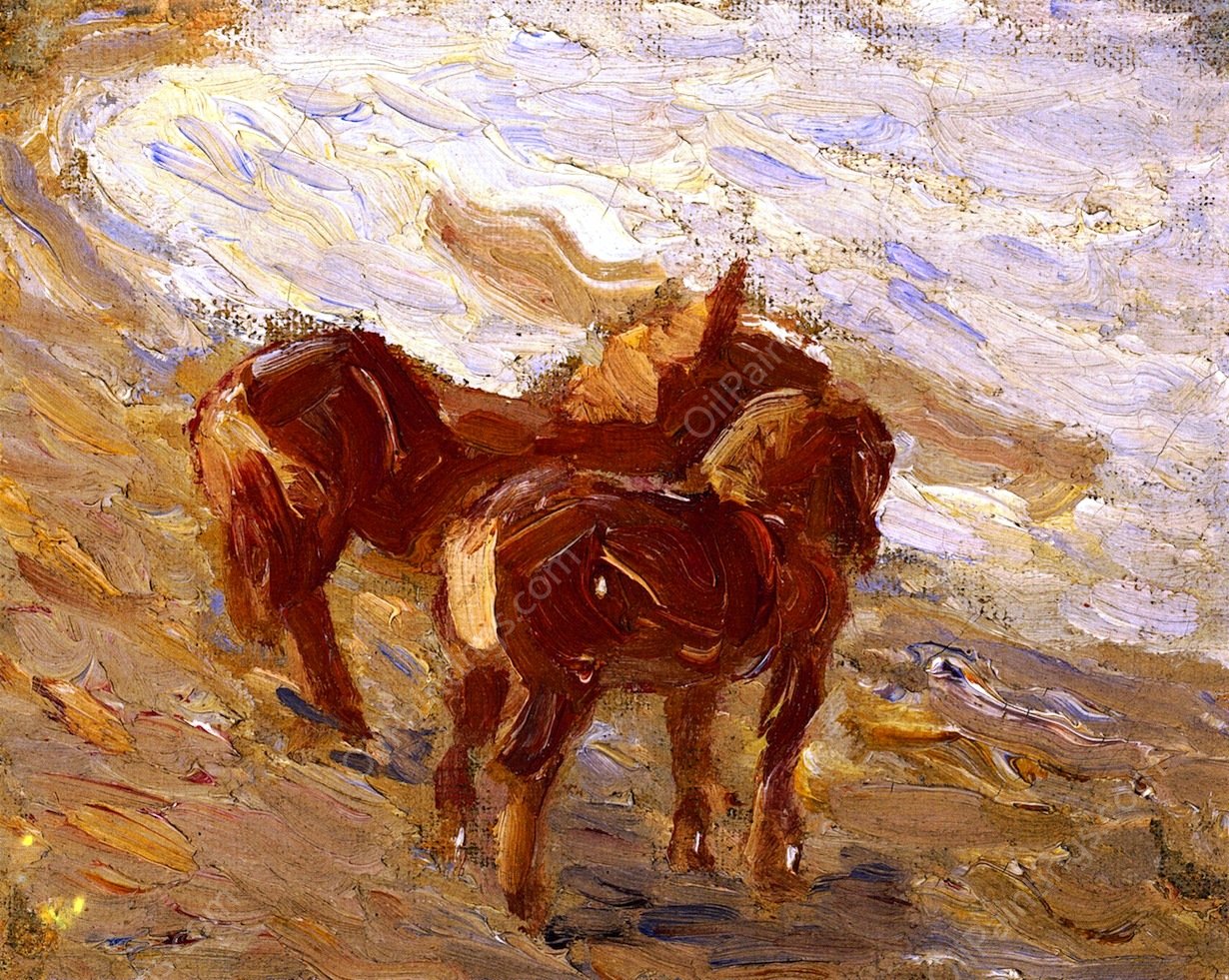 Horses by the Sea by Franz Marc - Hand-Painted Oil Painting Reproduction