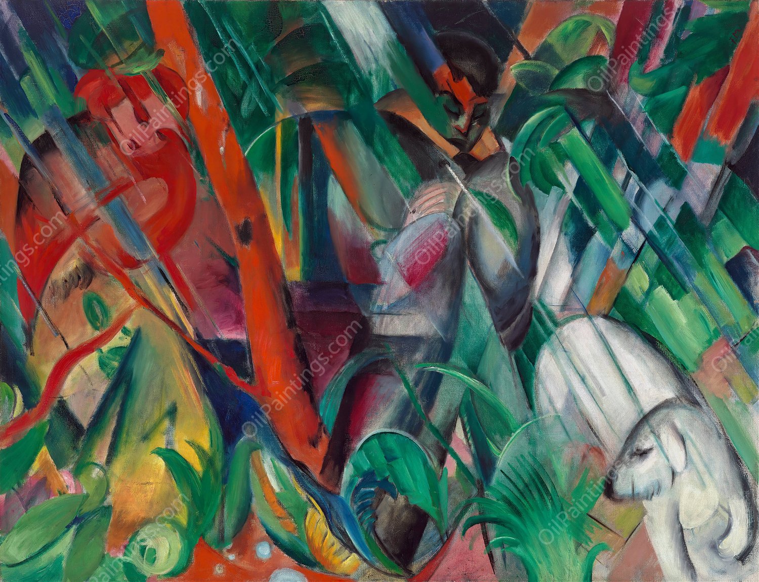 In the Rain  by Franz Marc - Hand-Painted Oil Painting Reproduction