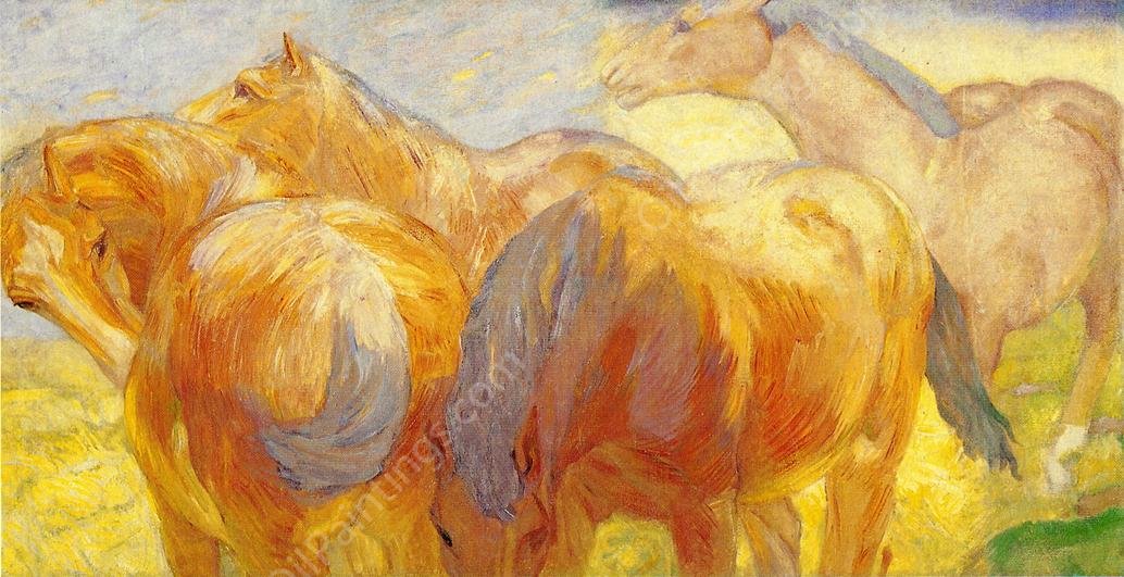 Large Lenggries Horse Painting by Franz Marc - Hand-Painted Oil Painting Reproduction