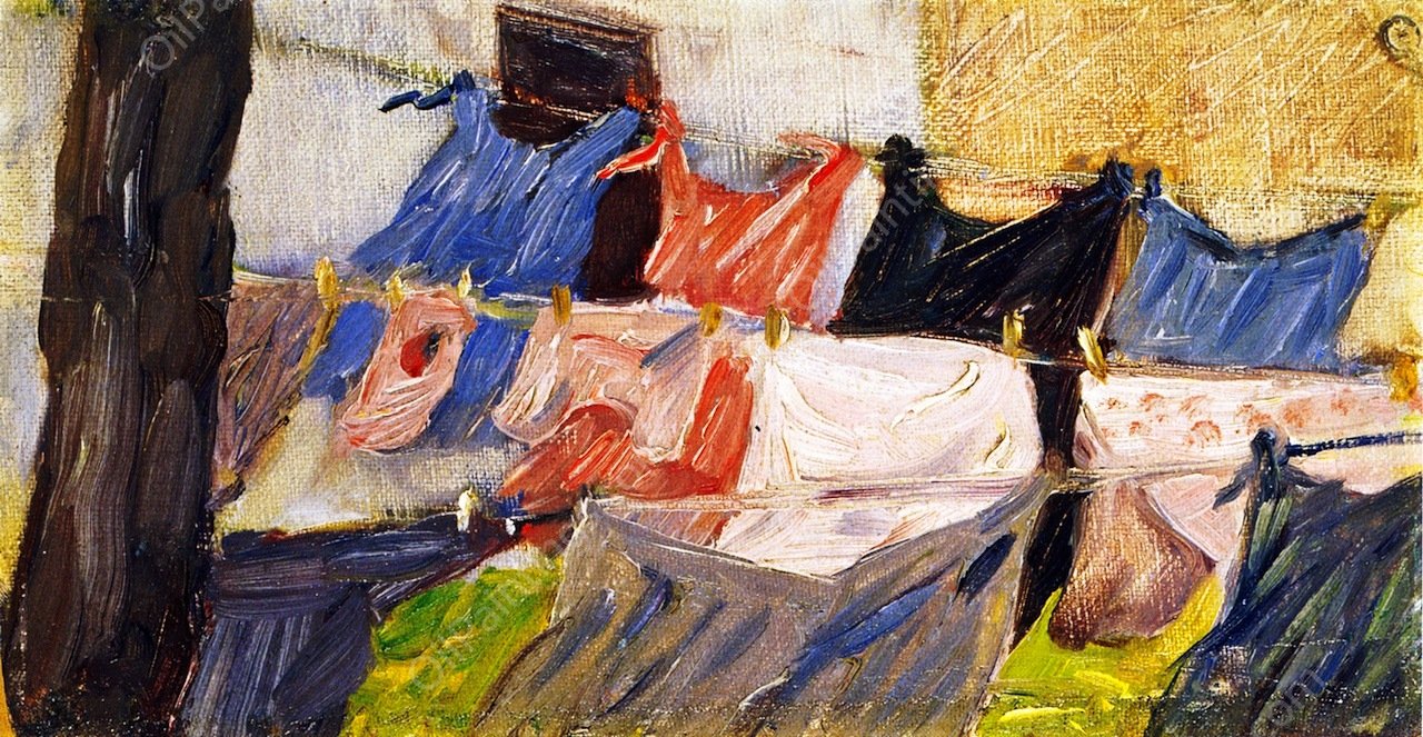 Laundry Fluttering in the Wind by Franz Marc - Hand-Painted Oil Painting Reproduction
