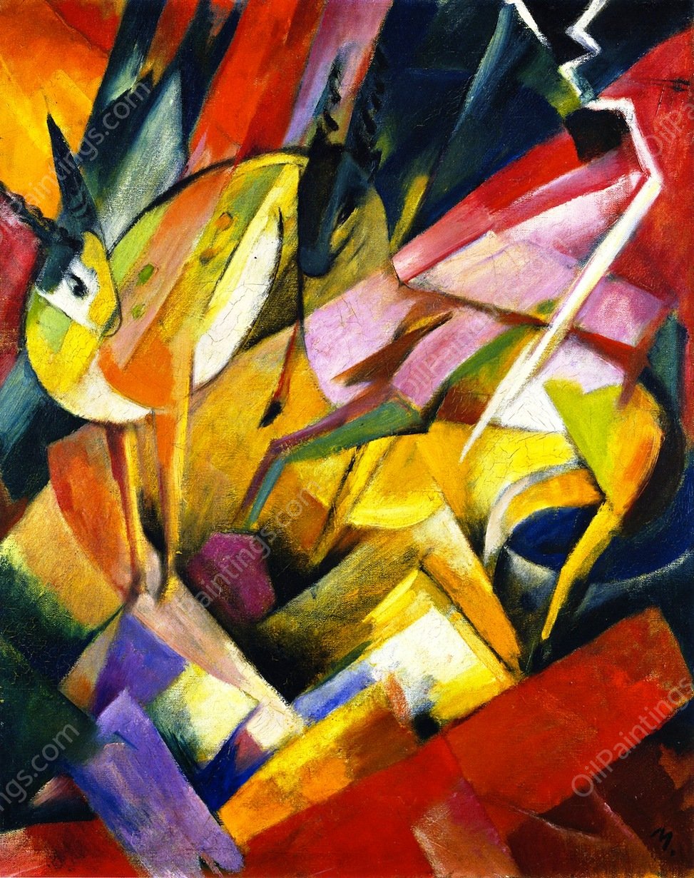 Mountain Goats by Franz Marc - Hand-Painted Oil Painting Reproduction