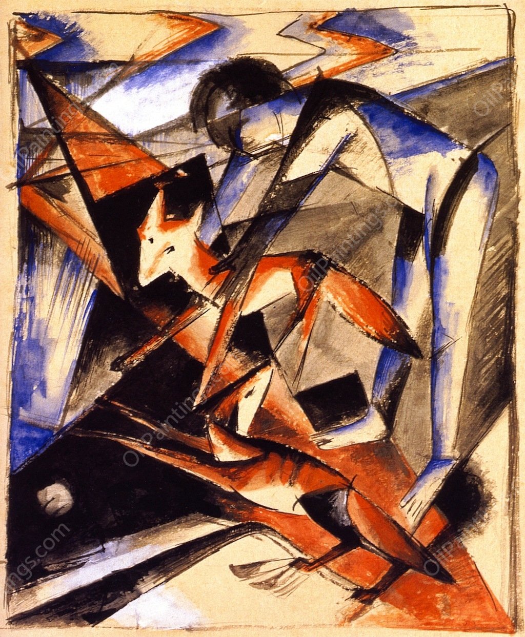 Noah with the Foxes by Franz Marc - Hand-Painted Oil Painting Reproduction