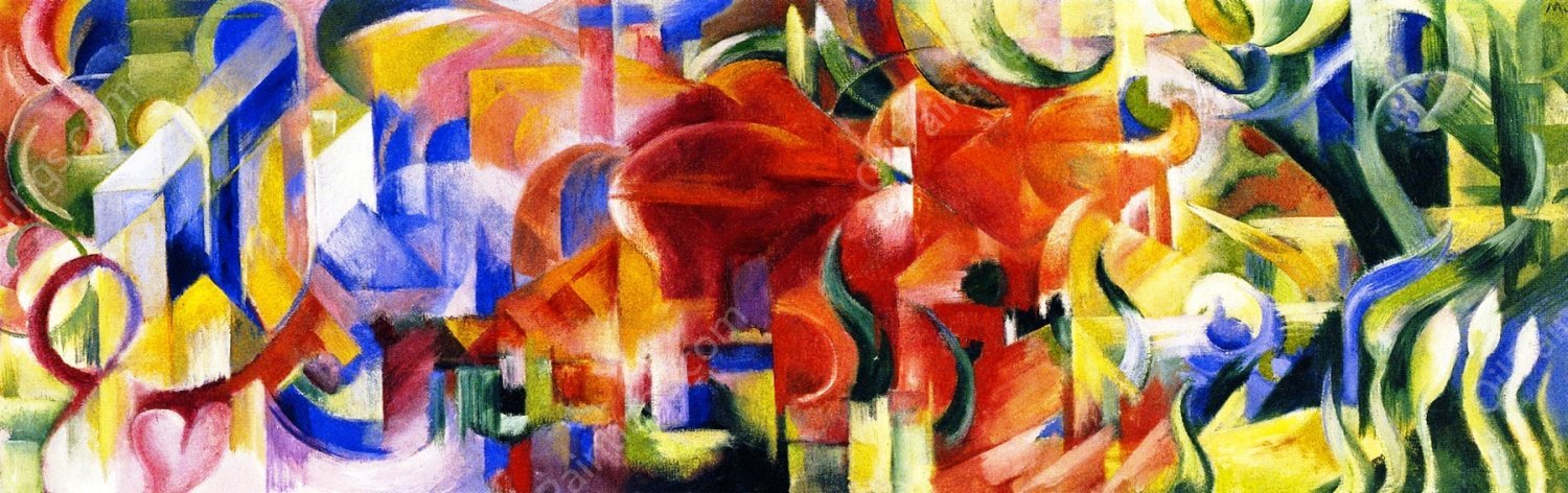 Playing Forms by Franz Marc - Hand-Painted Oil Painting Reproduction