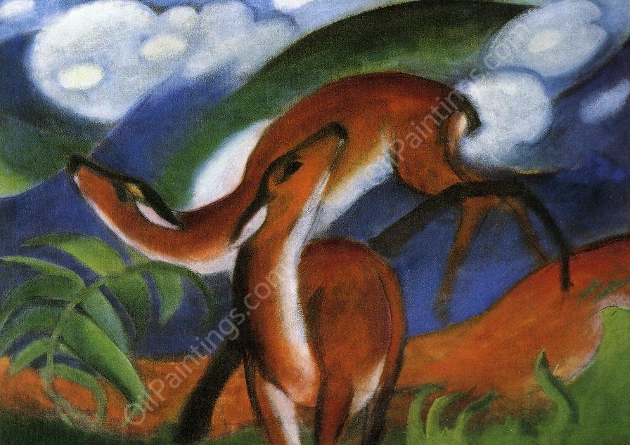 Red Deer II by Franz Marc - Hand-Painted Oil Painting Reproduction