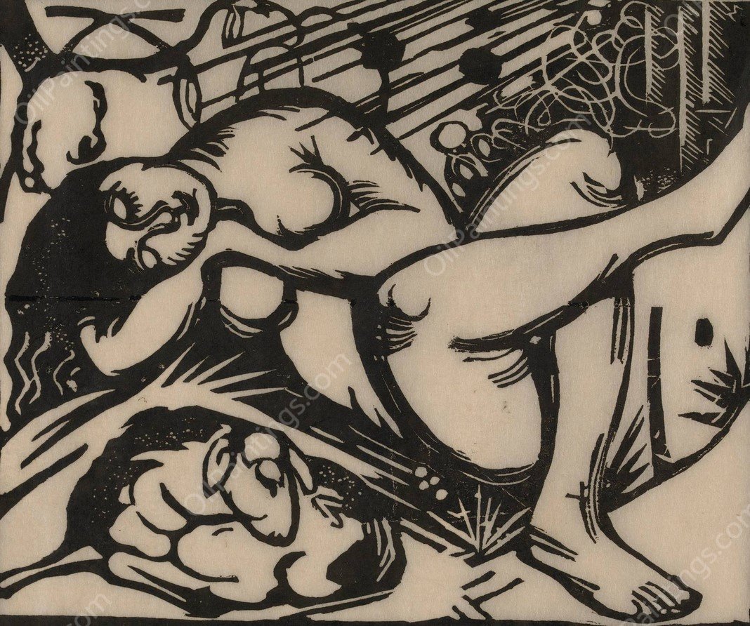 Sleeping Shepherdess  by Franz Marc - Hand-Painted Oil Painting Reproduction