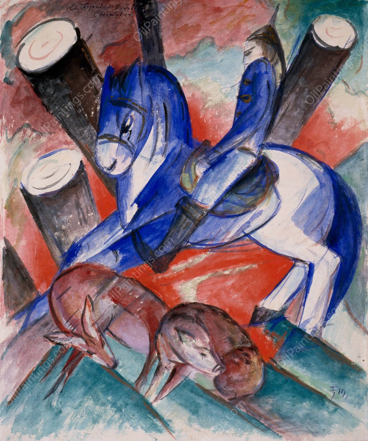 St. Julian the Hospitaler  by Franz Marc - Hand-Painted Oil Painting Reproduction