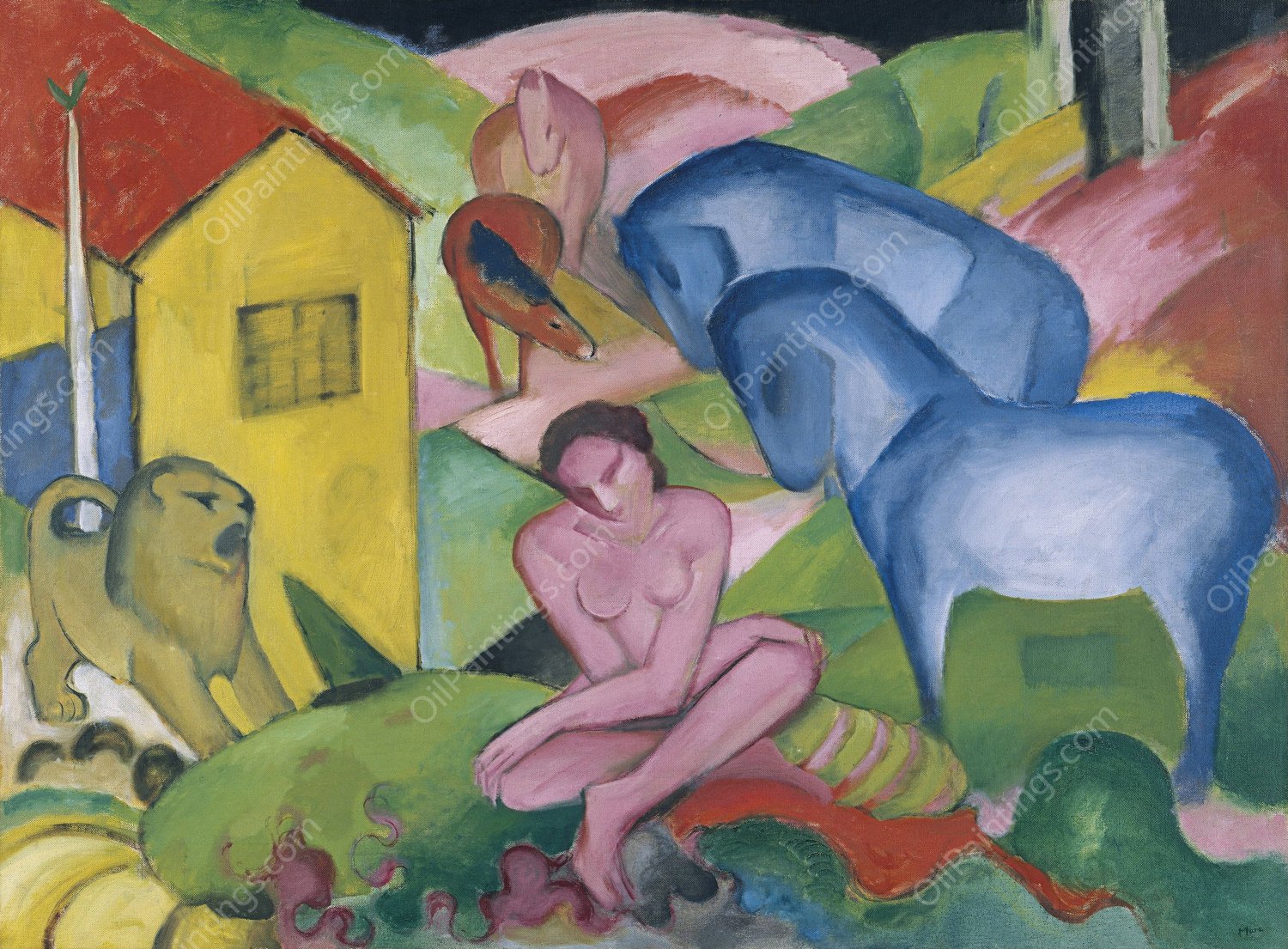 The Dream  by Franz Marc - Hand-Painted Oil Painting Reproduction