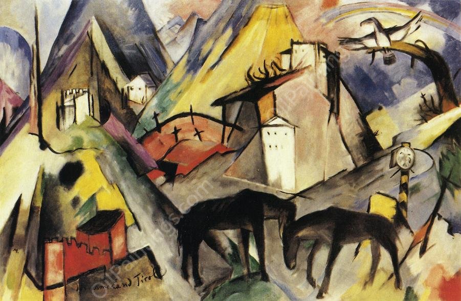 The Unfortunte Land of Tyrol by Franz Marc - Hand-Painted Oil Painting Reproduction