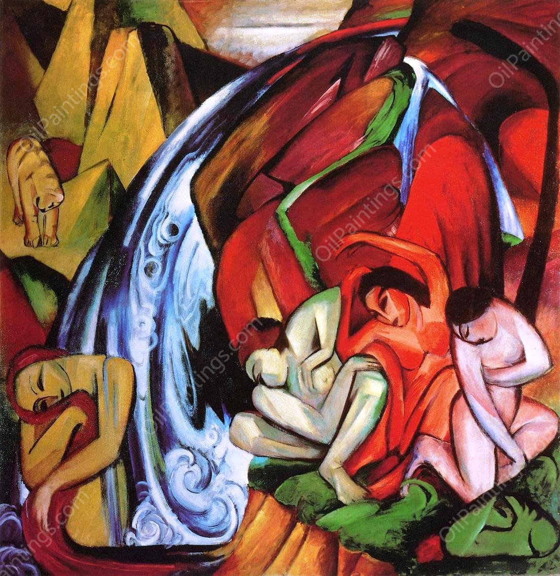 The Waterfall by Franz Marc - Hand-Painted Oil Painting Reproduction