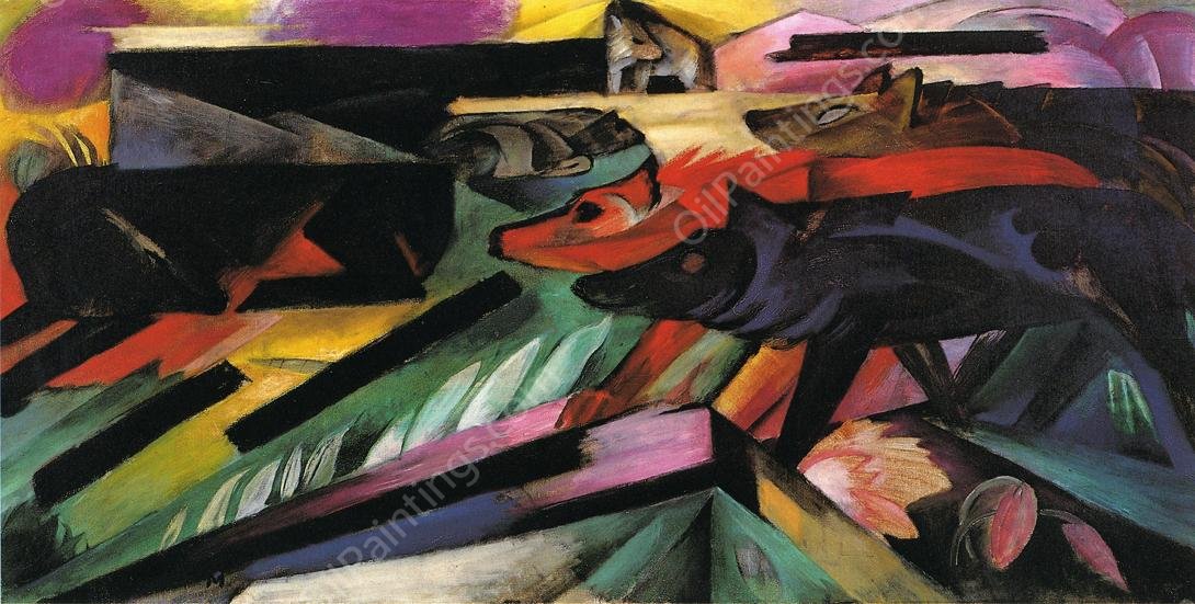 The Wolves also known as Balkan War by Franz Marc - Hand-Painted Oil Painting Reproduction