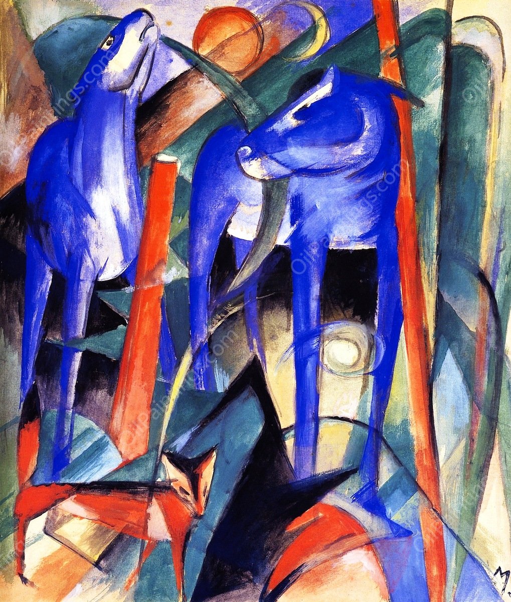 Three Fabulous Beasts by Franz Marc - Hand-Painted Oil Painting Reproduction