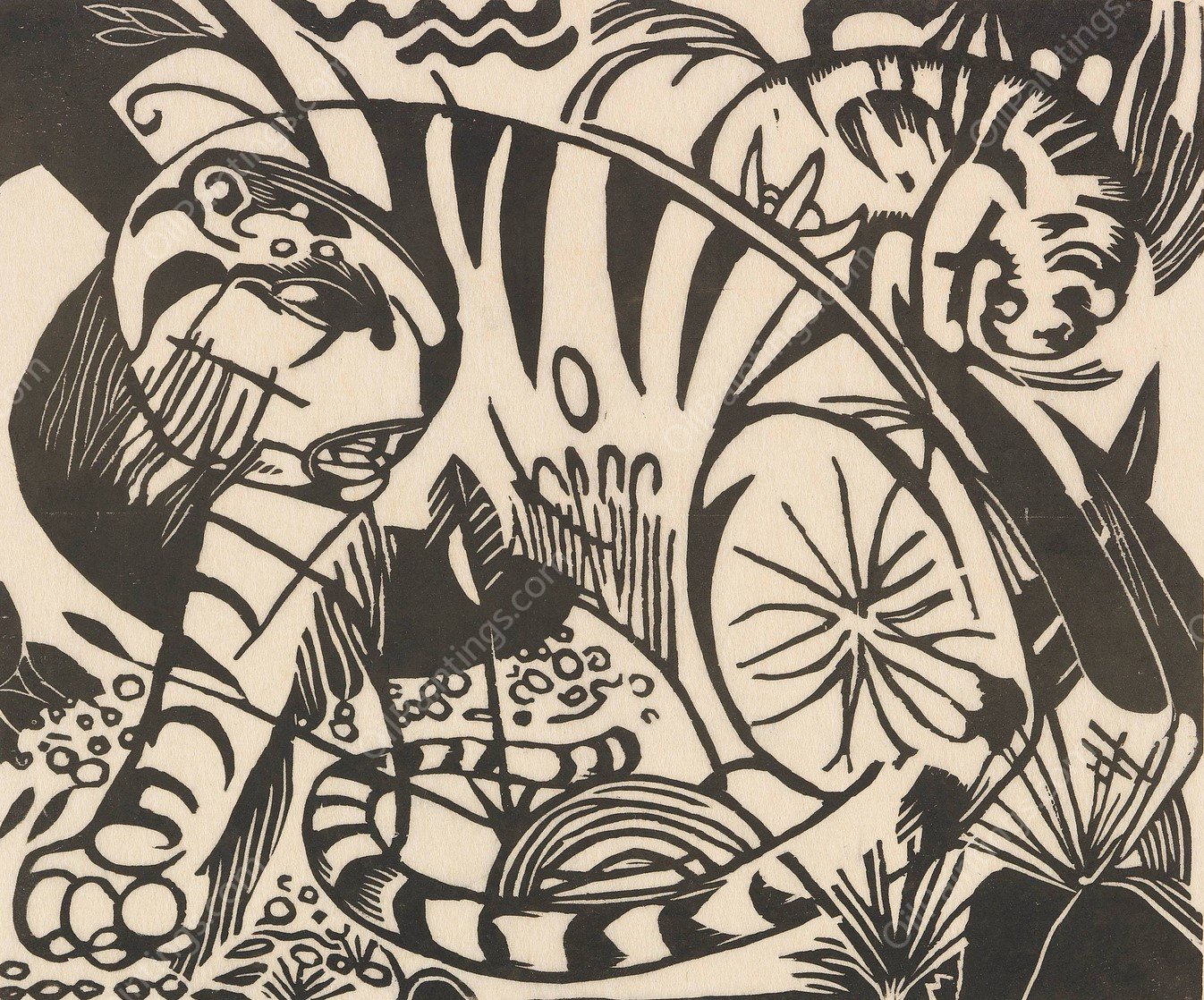 Tiger  by Franz Marc - Hand-Painted Oil Painting Reproduction