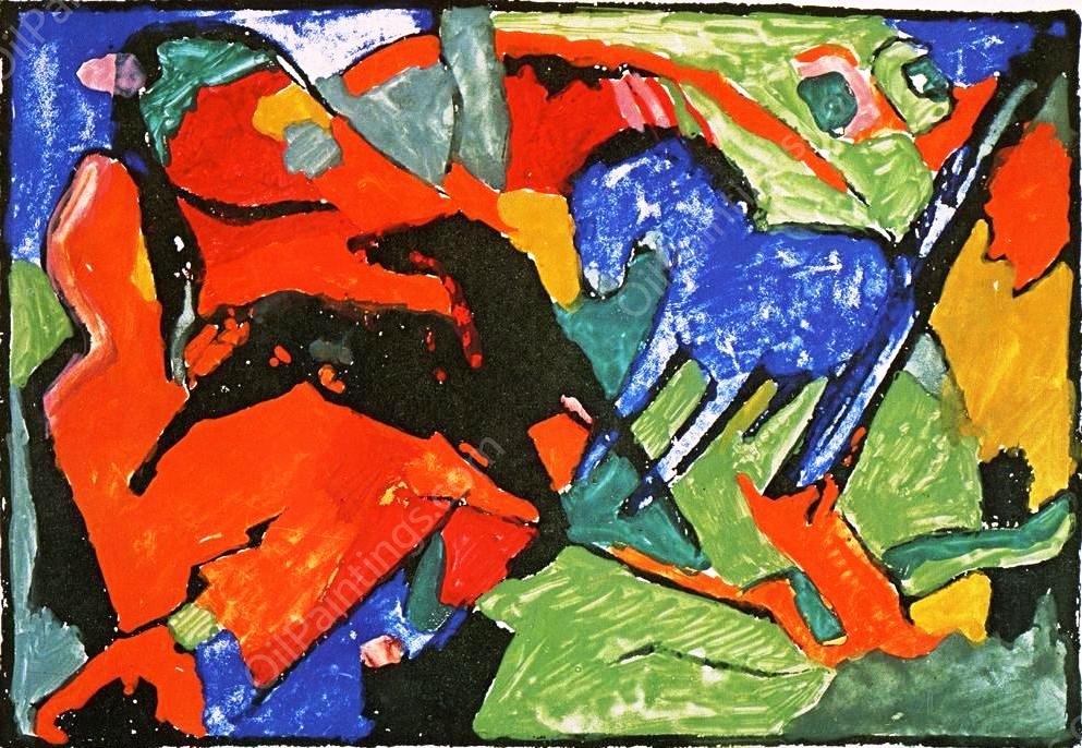 Two Horses by Franz Marc - Hand-Painted Oil Painting Reproduction